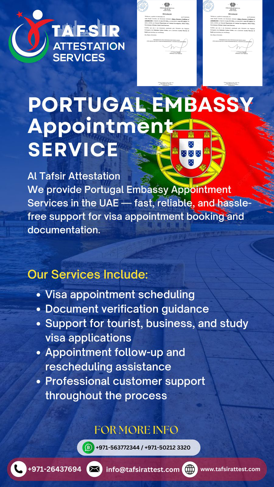 Portugal Embassy Appointment Service – Al Tafsir Attestation